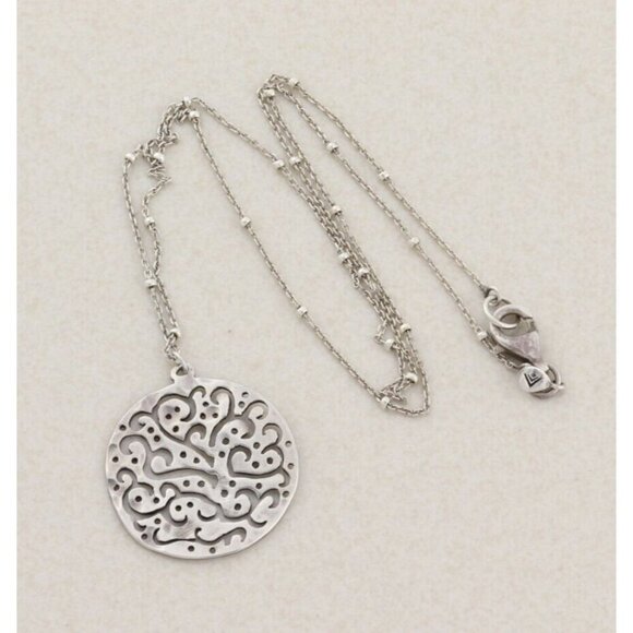 Sterling Silver Filigree Cut Above Circle Necklace 18" Chain  Silpada - Picture 3 of 8